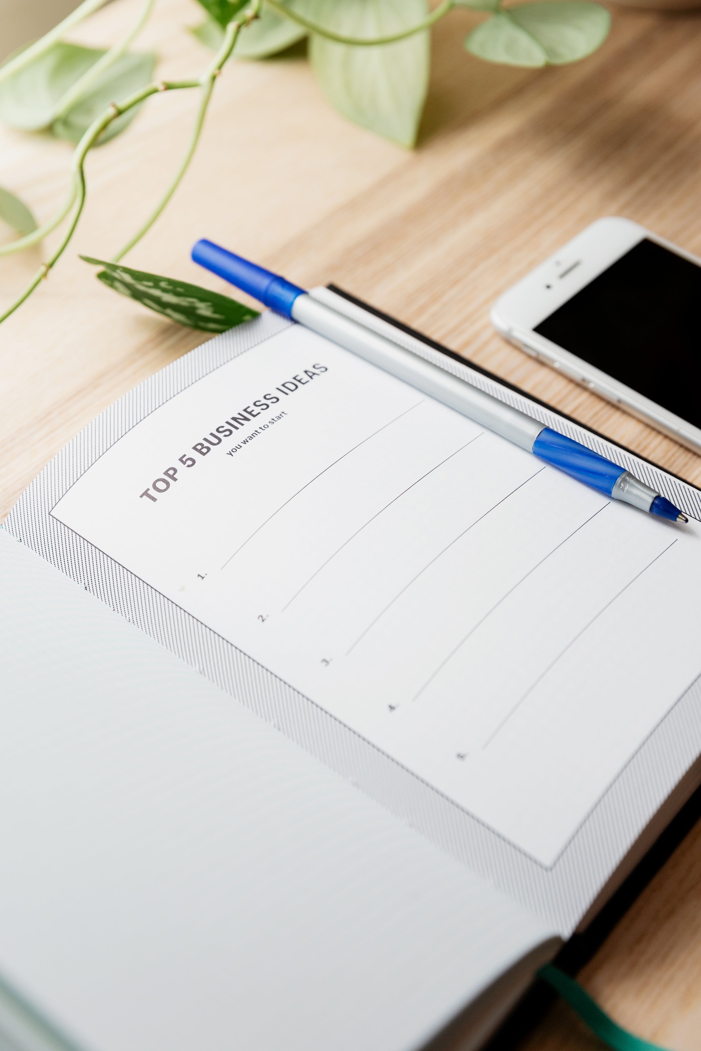 Planner and pen sitting on desk