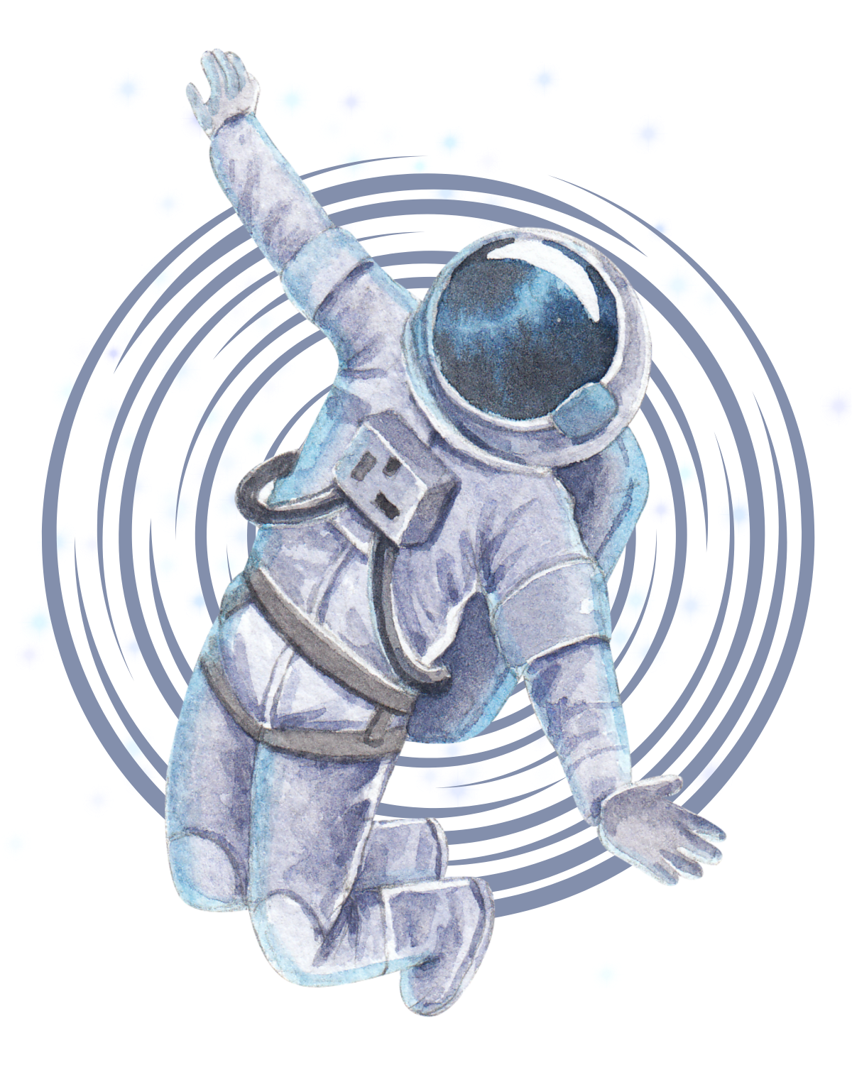 Illustration of astronaut floating in space