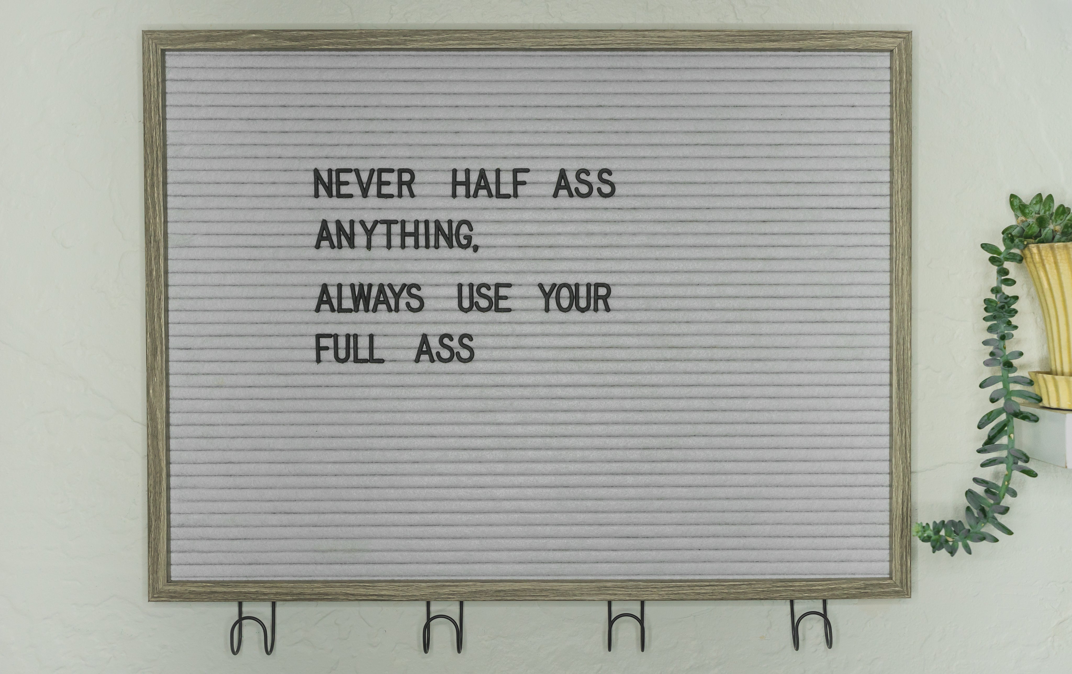 Motivational quote on letter board