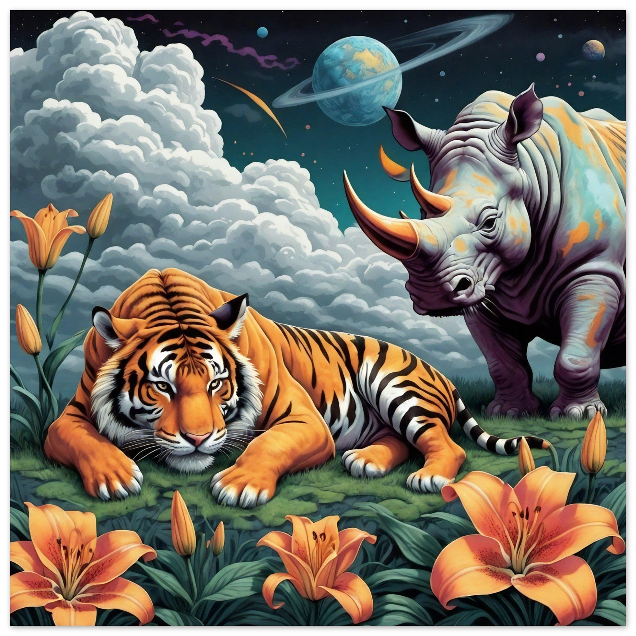 Tiger & Rhino Aluminum Print - RippleOut Studio